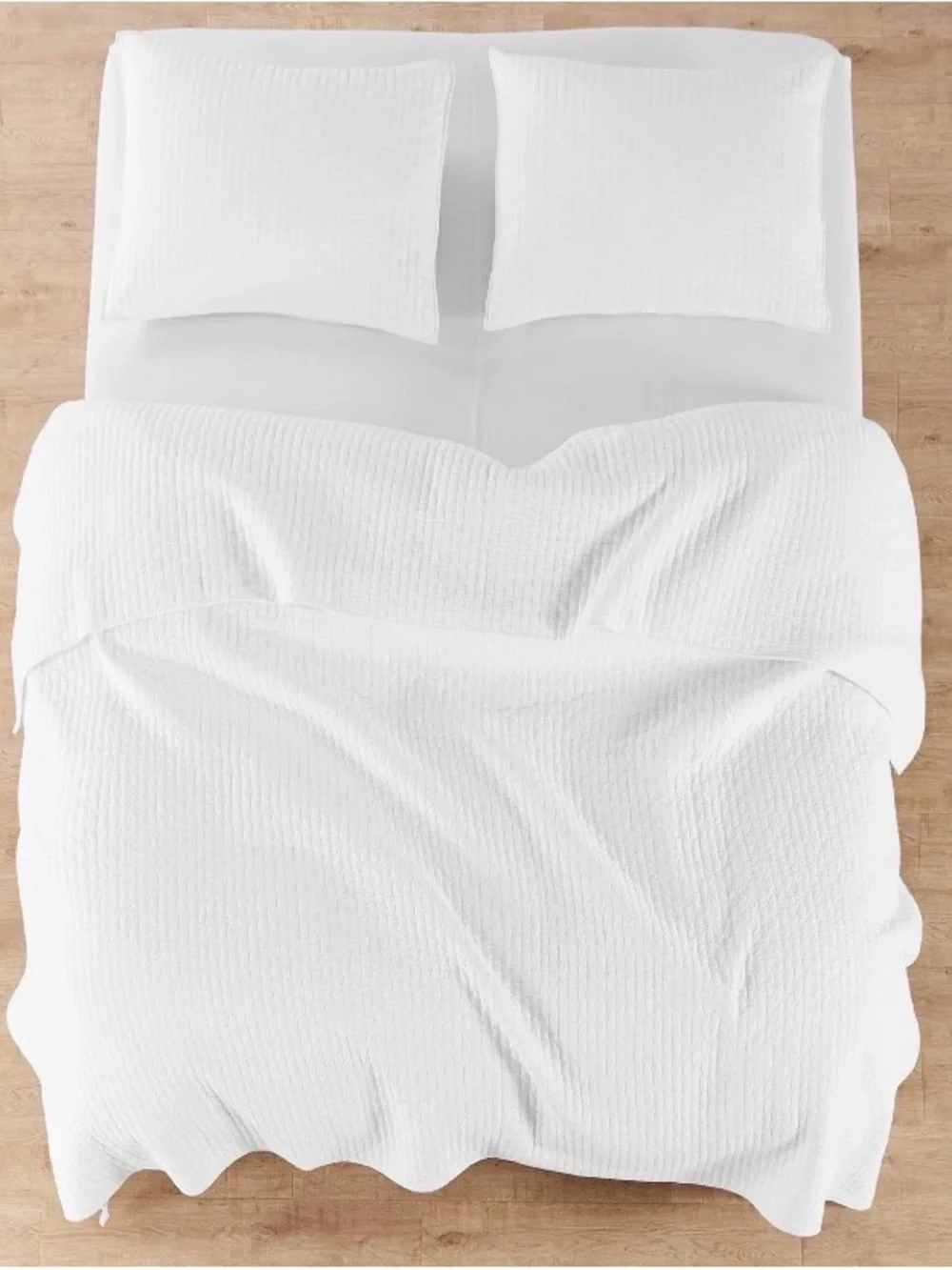 Levtex Home Cross Stitch White Bedspread Set King 3 Pc ( 1 Comforter & 2 Shams )